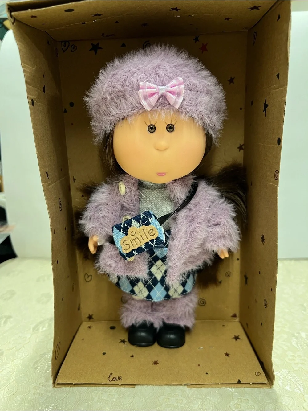 New, Mia Potato Doll 8”, 20 cm, 1/8 Scale in Lilac Outfit